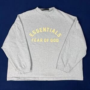 Fear Of God Essentials Heavy Jersey Long Sleeve Size S Oversized Light Heather
